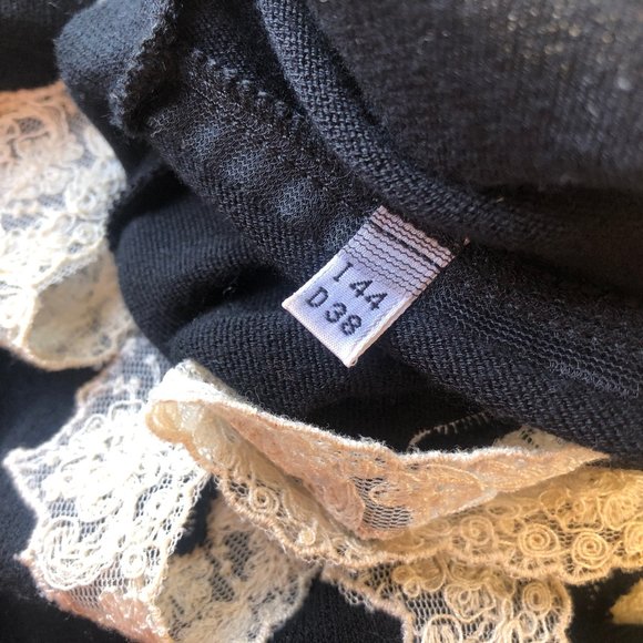 Blugirl Blumarine Black Cardigan Sweater Lace Trim Italian Designer Womens 6 - Picture 11 of 13